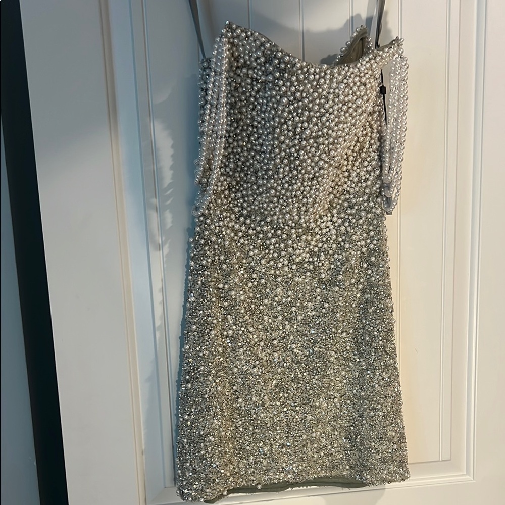 Elegant Silver Beaded Dress